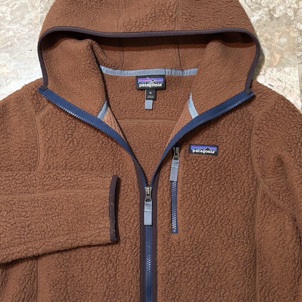 Patagonia Retro Pile Hoodie Womens XL Brown Full Zip Tech Face Hoody 22805 - Picture 1 of 9